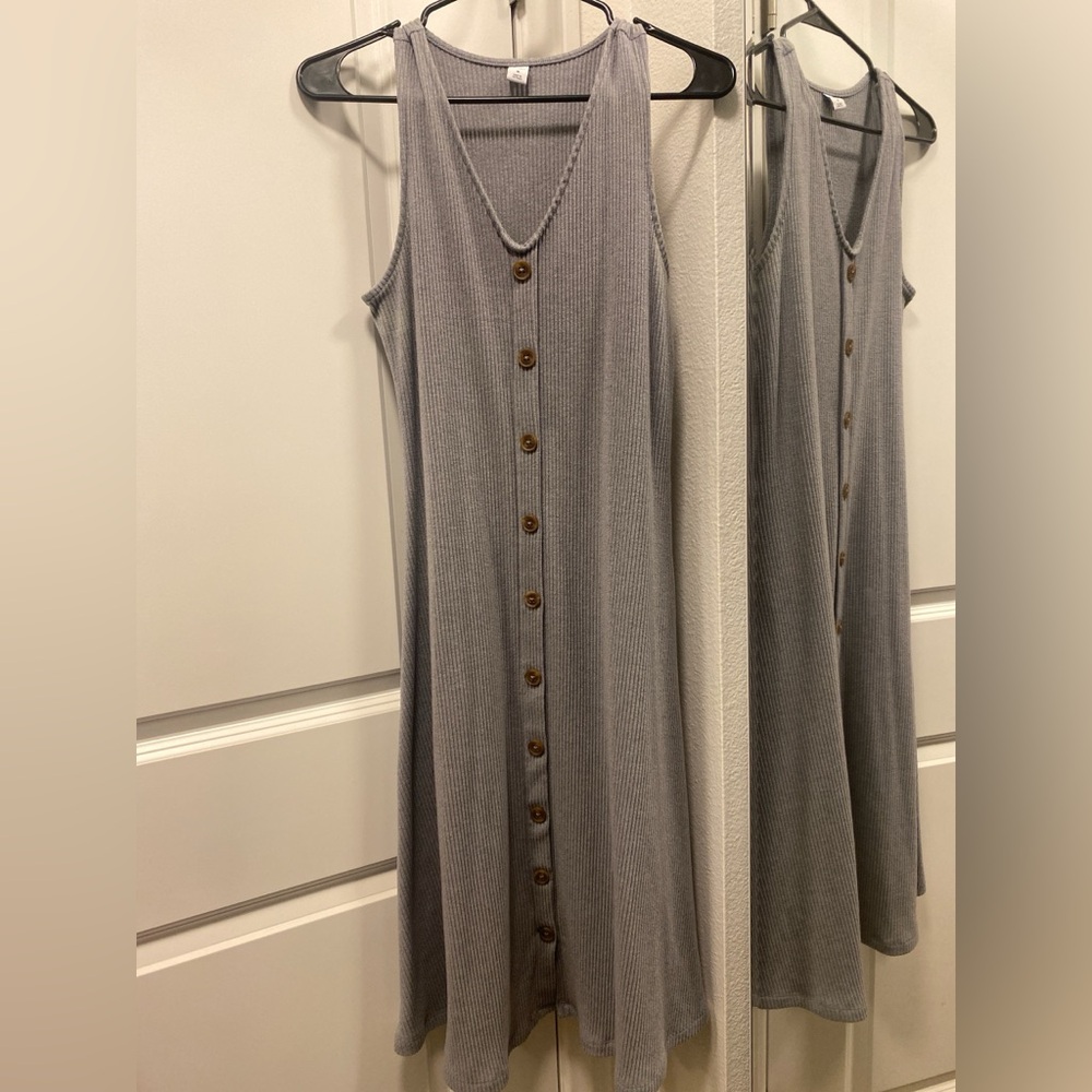 Old Navy Gray Button-Down Dress